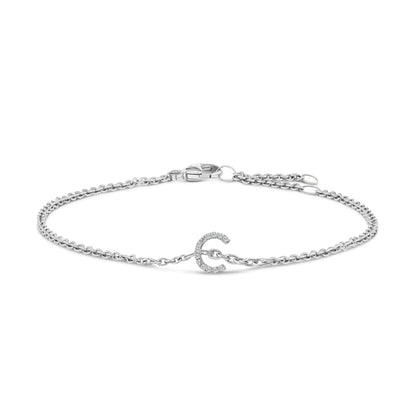 Bracelet 10K white gold diamond-accent A initial charm on a link chain by Bids.com on Tampa Home & Garden Store