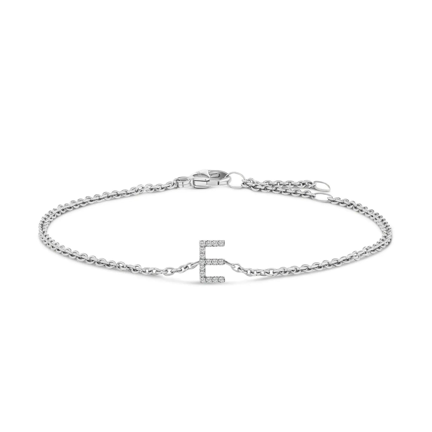 Bracelet with 10K white gold diamond-accent initial pendant on a link chain by Bids.com on Tampa Home & Garden Store