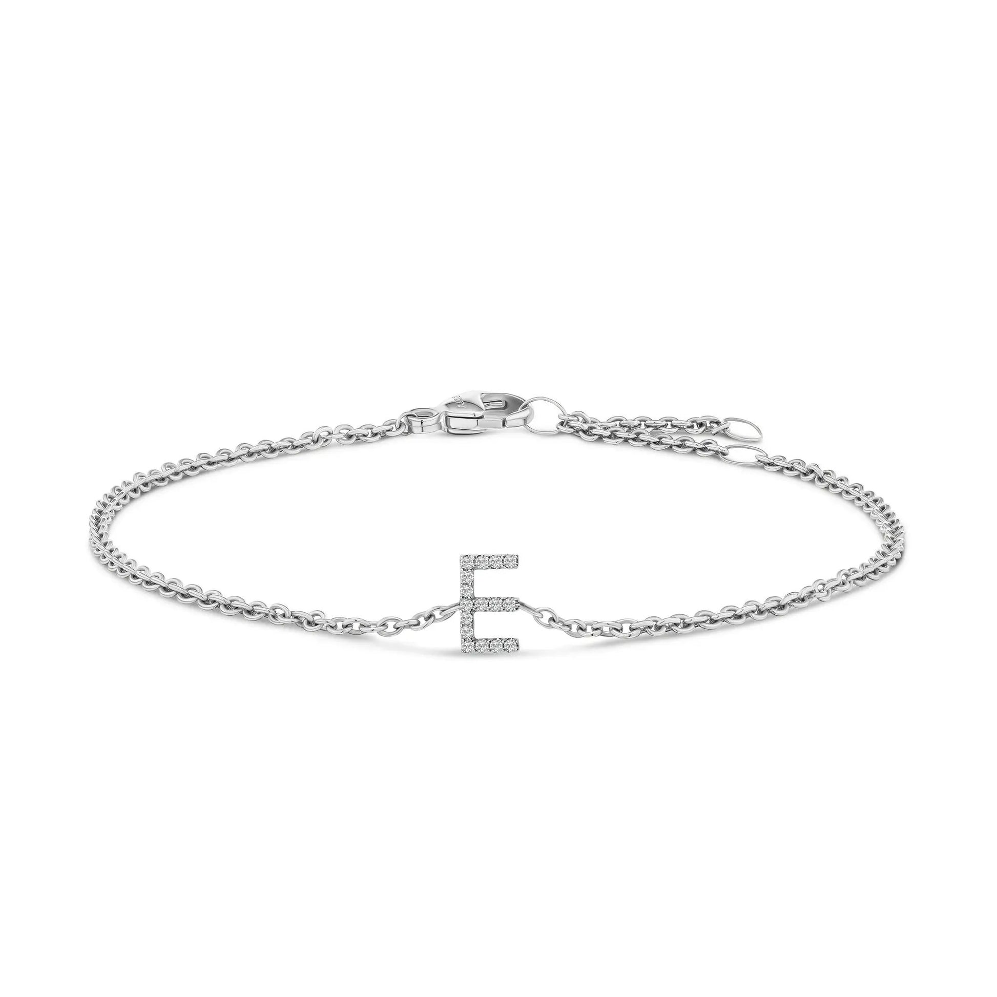 Bracelet with 10K white gold diamond-accent initial pendant on a link chain by Bids.com on Tampa Home & Garden Store