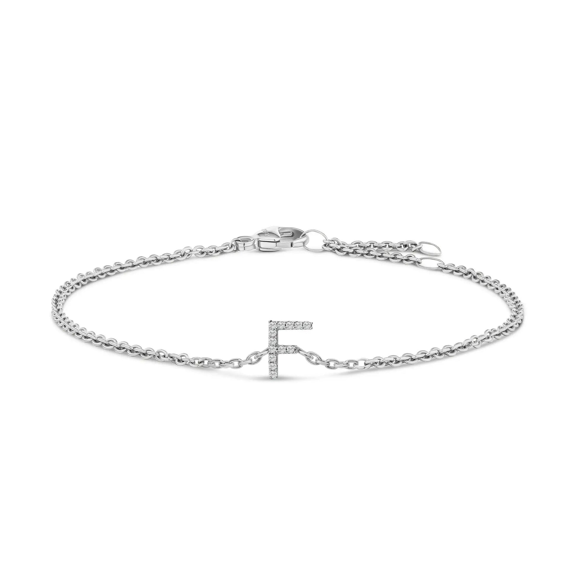 10K white gold diamond-accent A initial charm link bracelet by Bids.com on Tampa Home & Garden Store