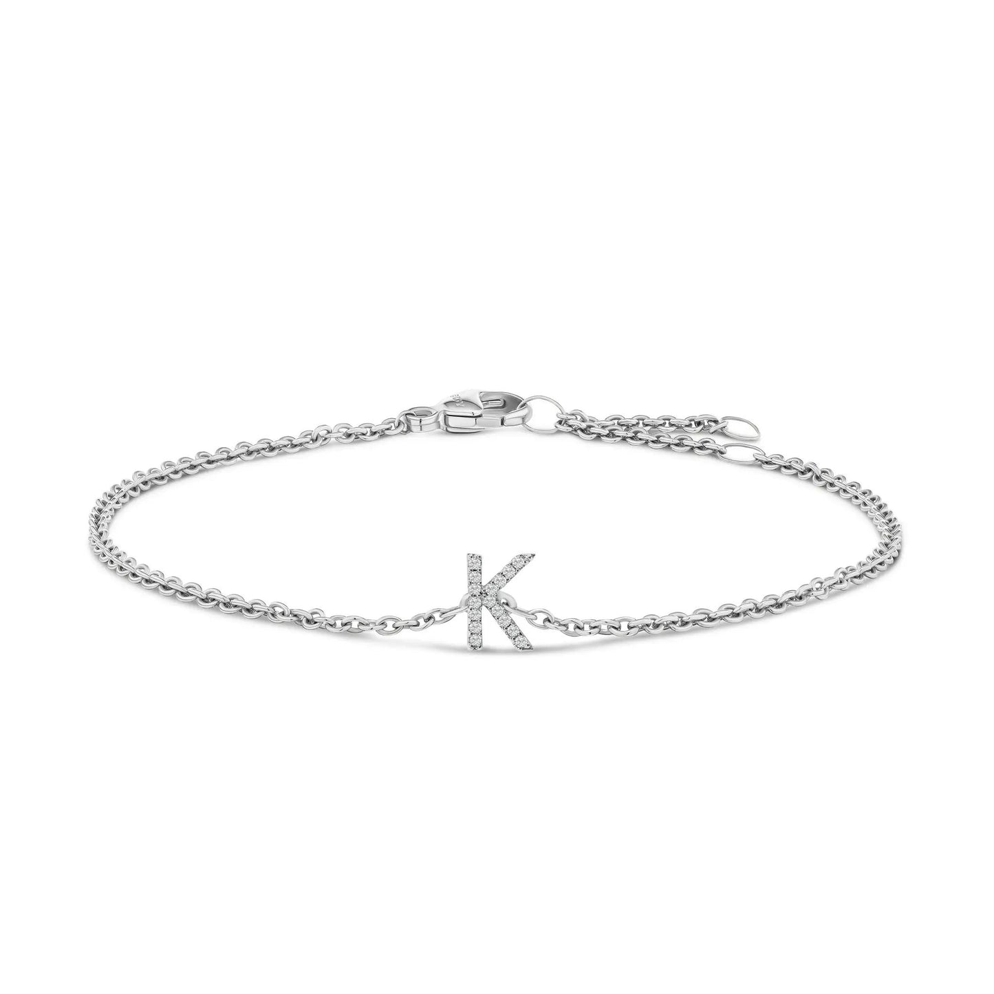 Bracelet featuring 10K white gold diamond-accent initial charm on curb link chain by Bids.com on Tampa Home & Garden Store