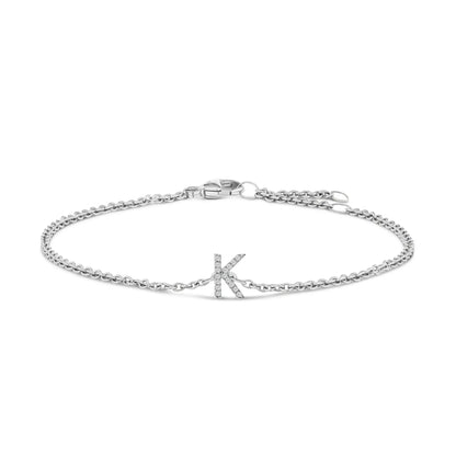 Bracelet featuring 10K white gold diamond-accent initial charm on curb link chain by Bids.com on Tampa Home & Garden Store