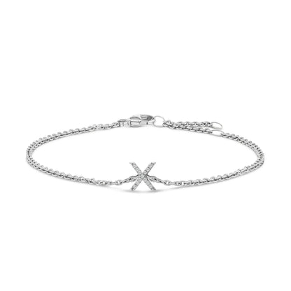 Bracelet 10K white gold link chain with diamond-accent A initial charm by Bids.com on Tampa Home & Garden Store