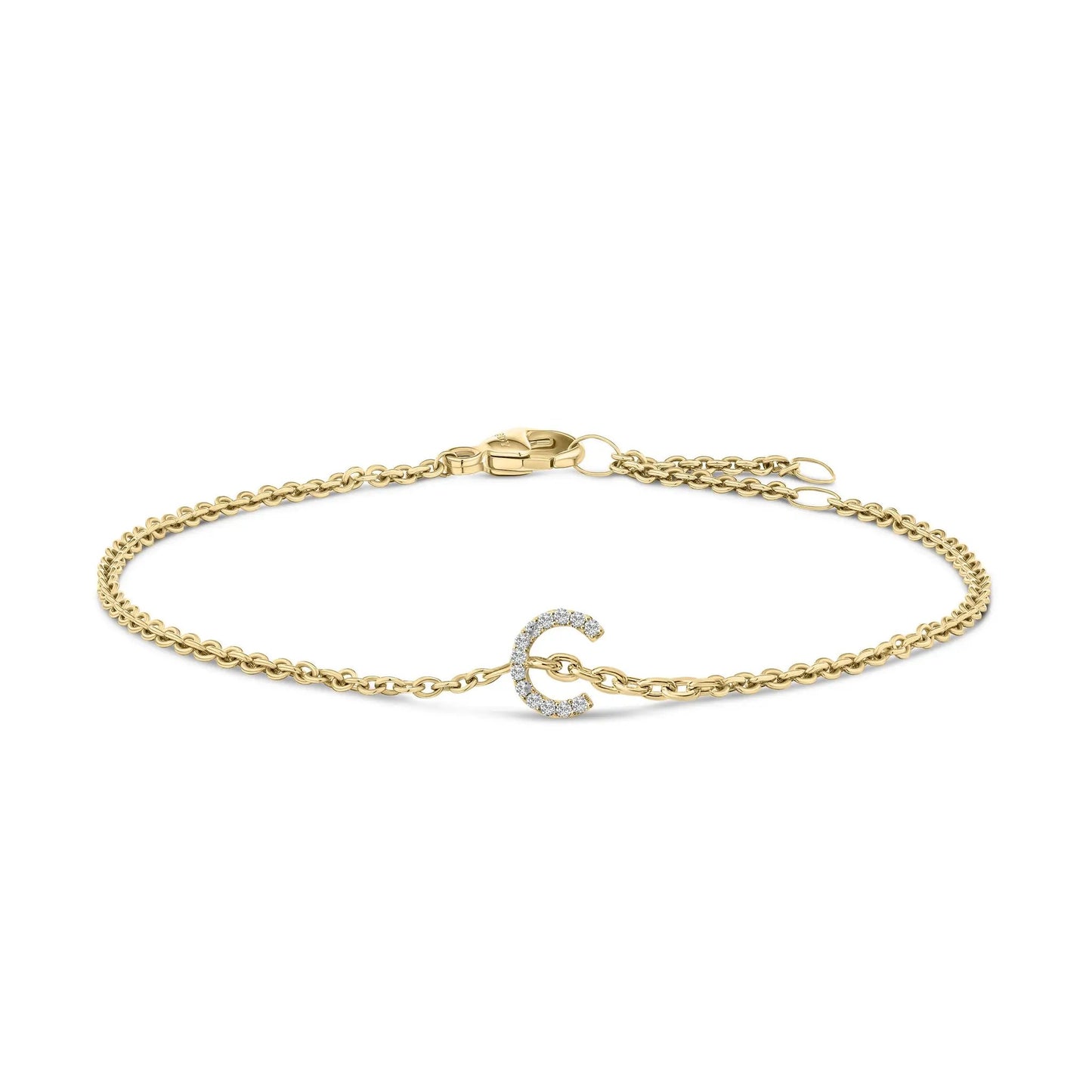 Gold-tone chain bracelet with a pavé diamond A initial charm and lobster clasp on Tampa Home & Garden Store