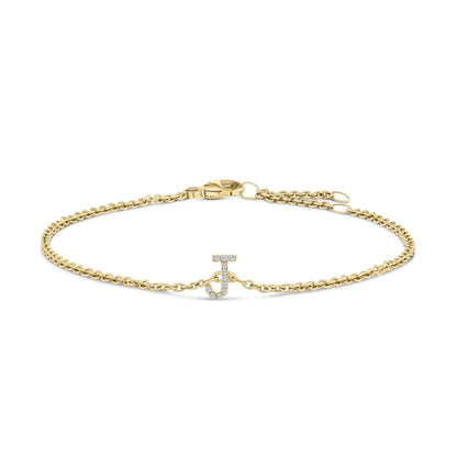 Bracelet with A initial charm and diamond accents on gold-tone link chain on Tampa Home & Garden Store