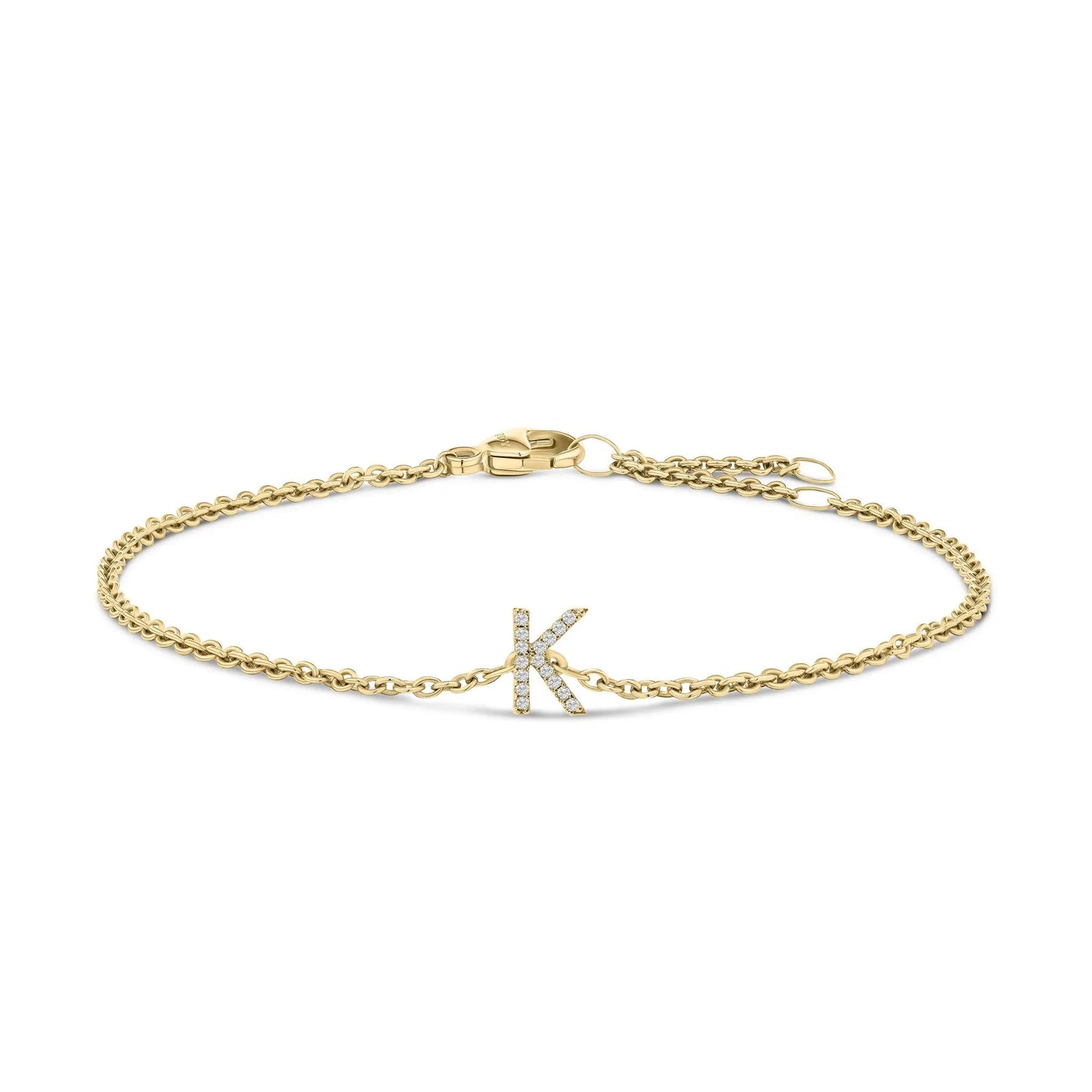 Gold-tone link bracelet with diamond-accent K initial charm by Bids.com on Tampa Home & Garden Store
