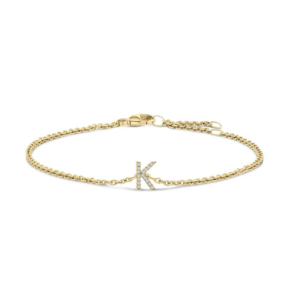 Gold-tone link bracelet with diamond-accent K initial charm by Bids.com on Tampa Home & Garden Store