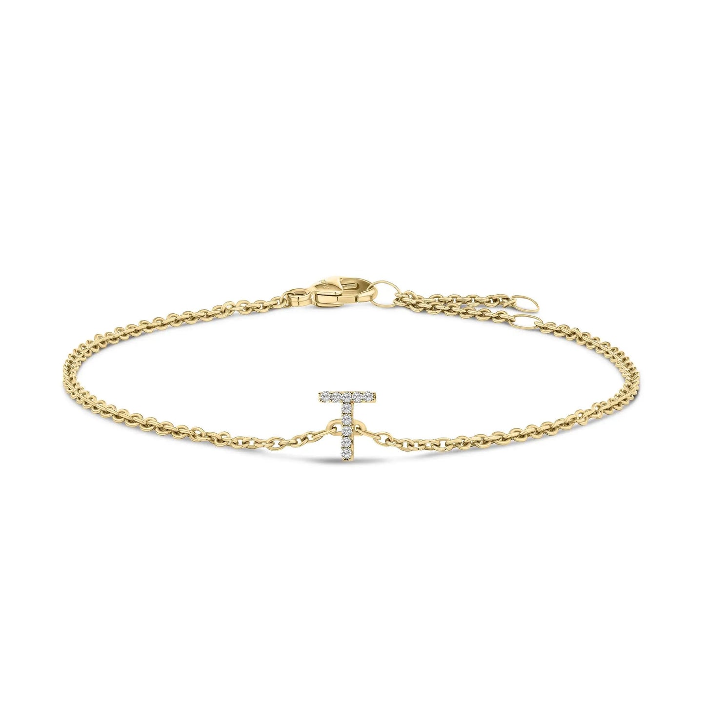 Gold-tone chain bracelet with diamond-accent A initial charm on Tampa Home & Garden Store