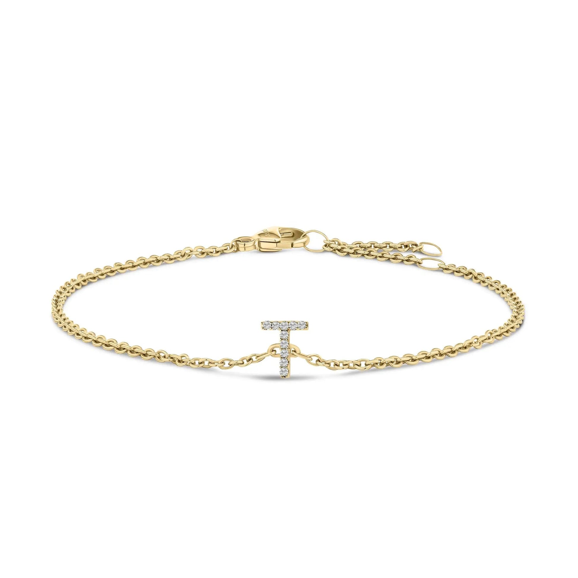 Gold-tone chain bracelet with diamond-accent A initial charm on Tampa Home & Garden Store