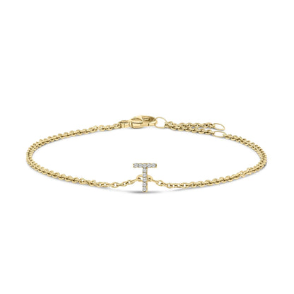 Gold-tone chain bracelet with diamond-accent A initial charm on Tampa Home & Garden Store