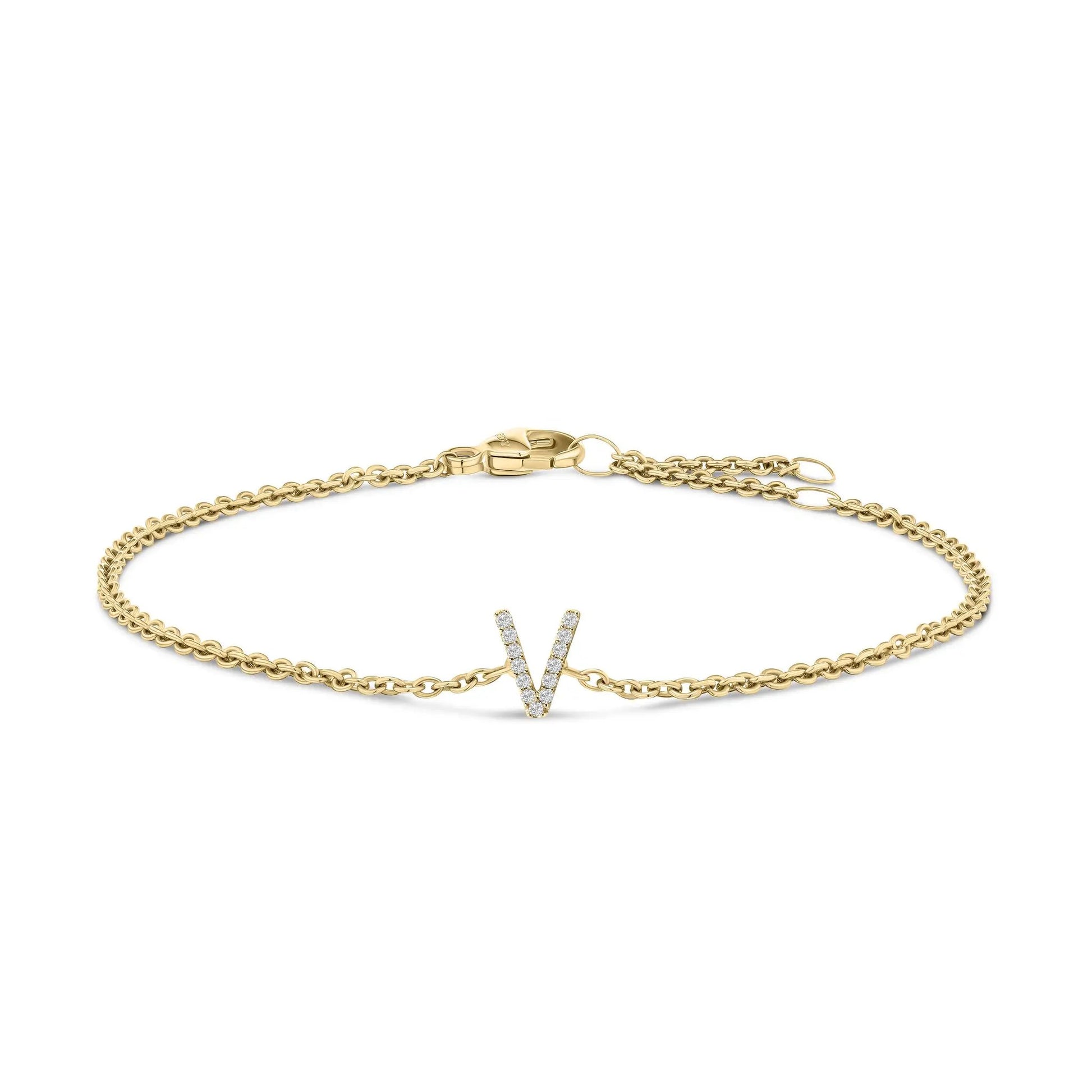 Bracelet with 10K white gold diamond-accent A initial charm on a link chain by Bids.com on Tampa Home & Garden Store