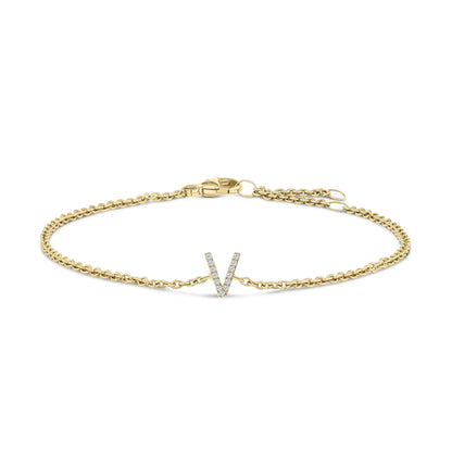 Bracelet with 10K white gold diamond-accent A initial charm on a link chain by Bids.com on Tampa Home & Garden Store