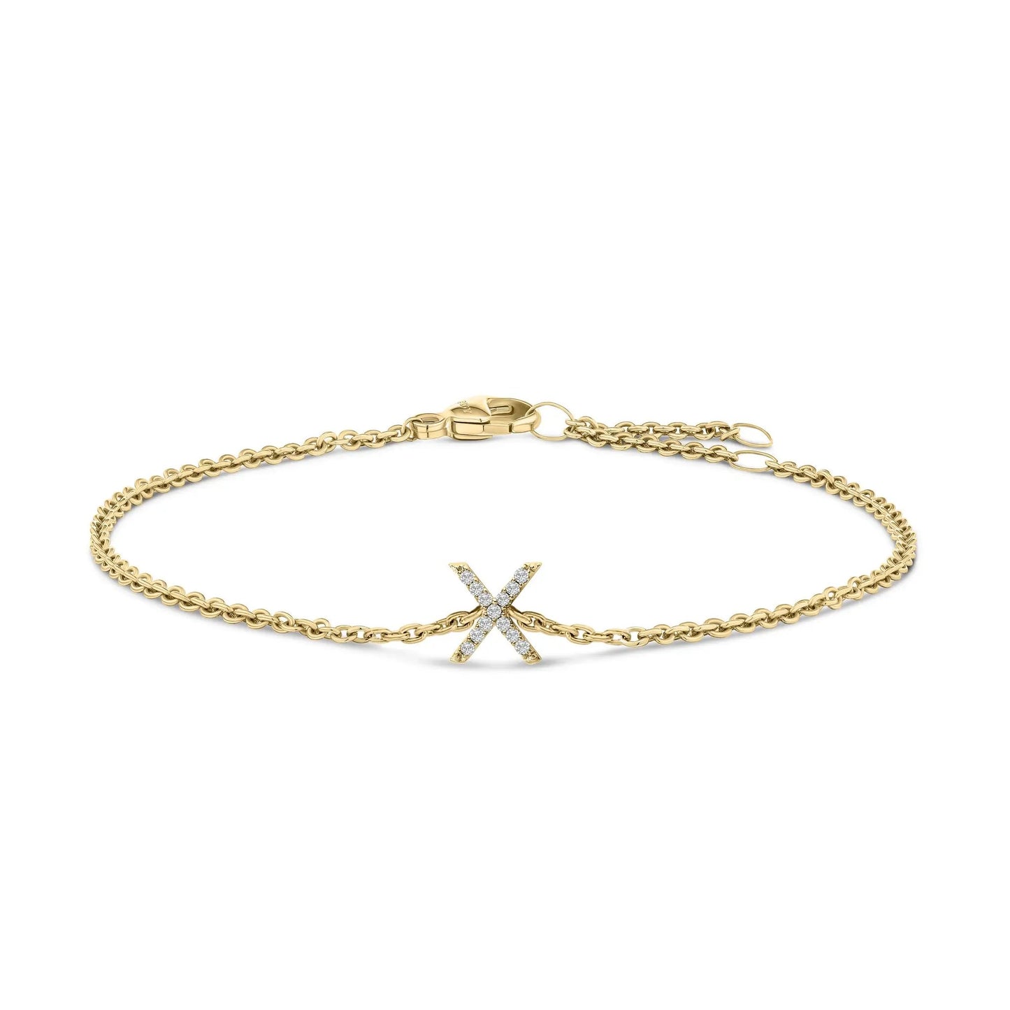 Gold-tone link bracelet with diamond-accent A initial charm and lobster clasp on Tampa Home & Garden Store