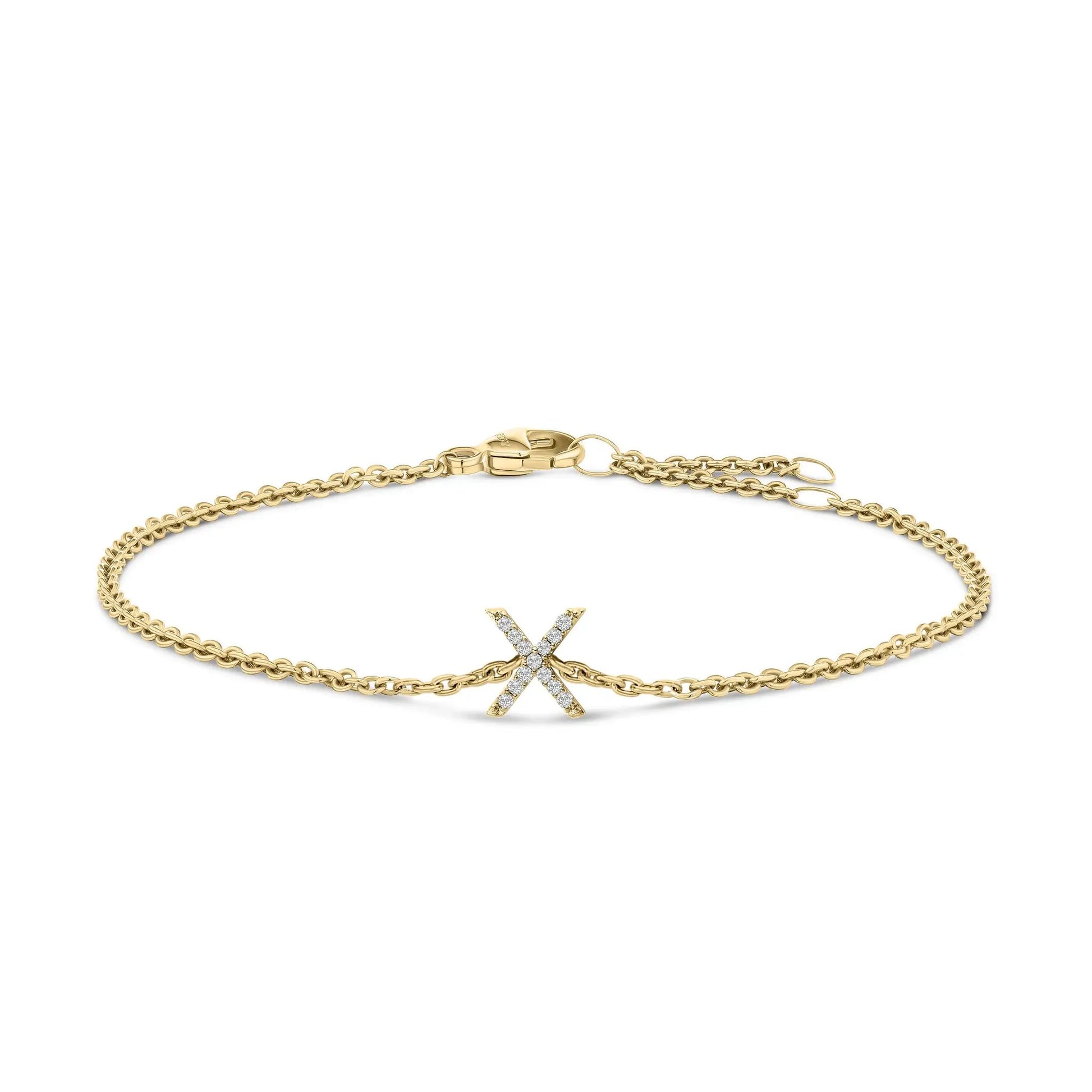 Gold-tone link bracelet with diamond-accent A initial charm and lobster clasp on Tampa Home & Garden Store