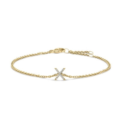 Gold-tone link bracelet with diamond-accent A initial charm and lobster clasp on Tampa Home & Garden Store