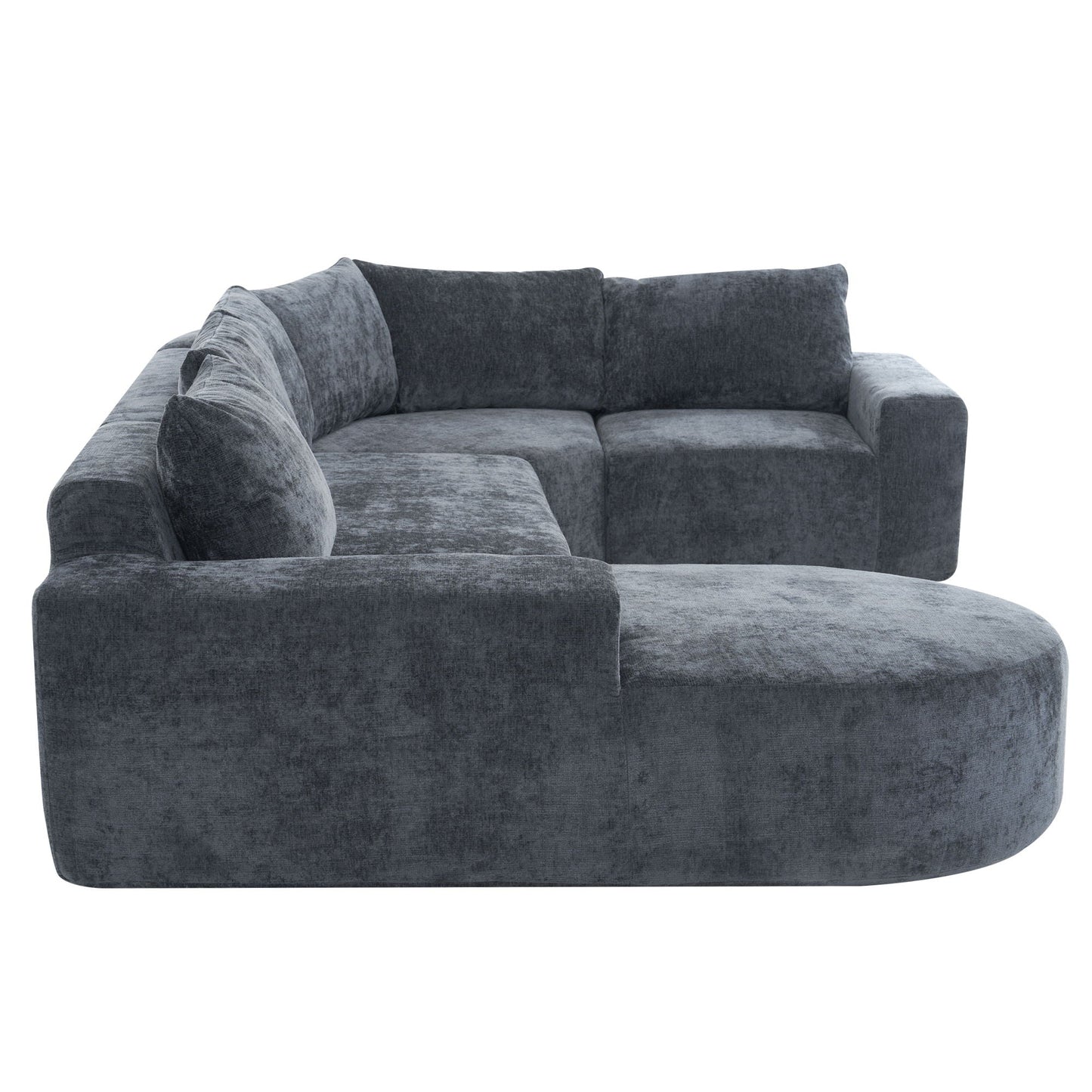 Modular Cloud Sectional Sofa Set by HouseOfZazla, blue-gray velvet upholstery, U-shaped with deep seats on Tampa Home & Garden Store