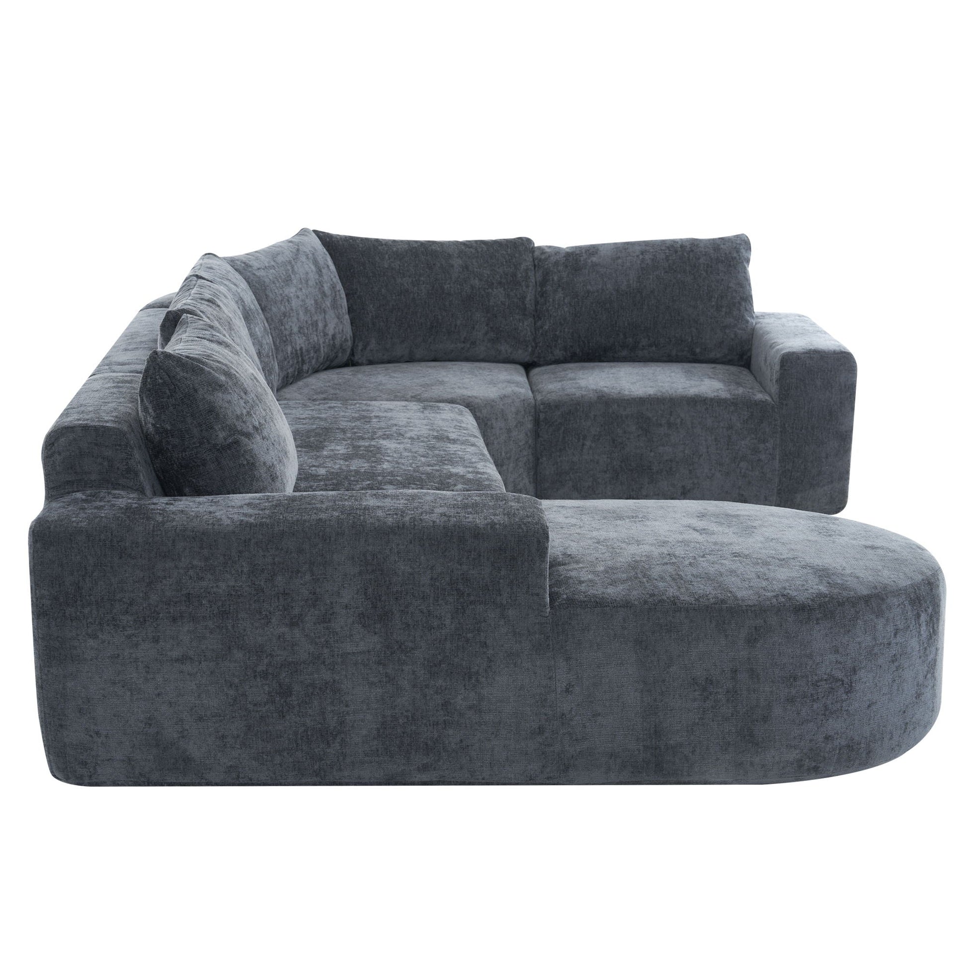 Modular Cloud Sectional Sofa Set by HouseOfZazla, blue-gray velvet upholstery, U-shaped with deep seats on Tampa Home & Garden Store
