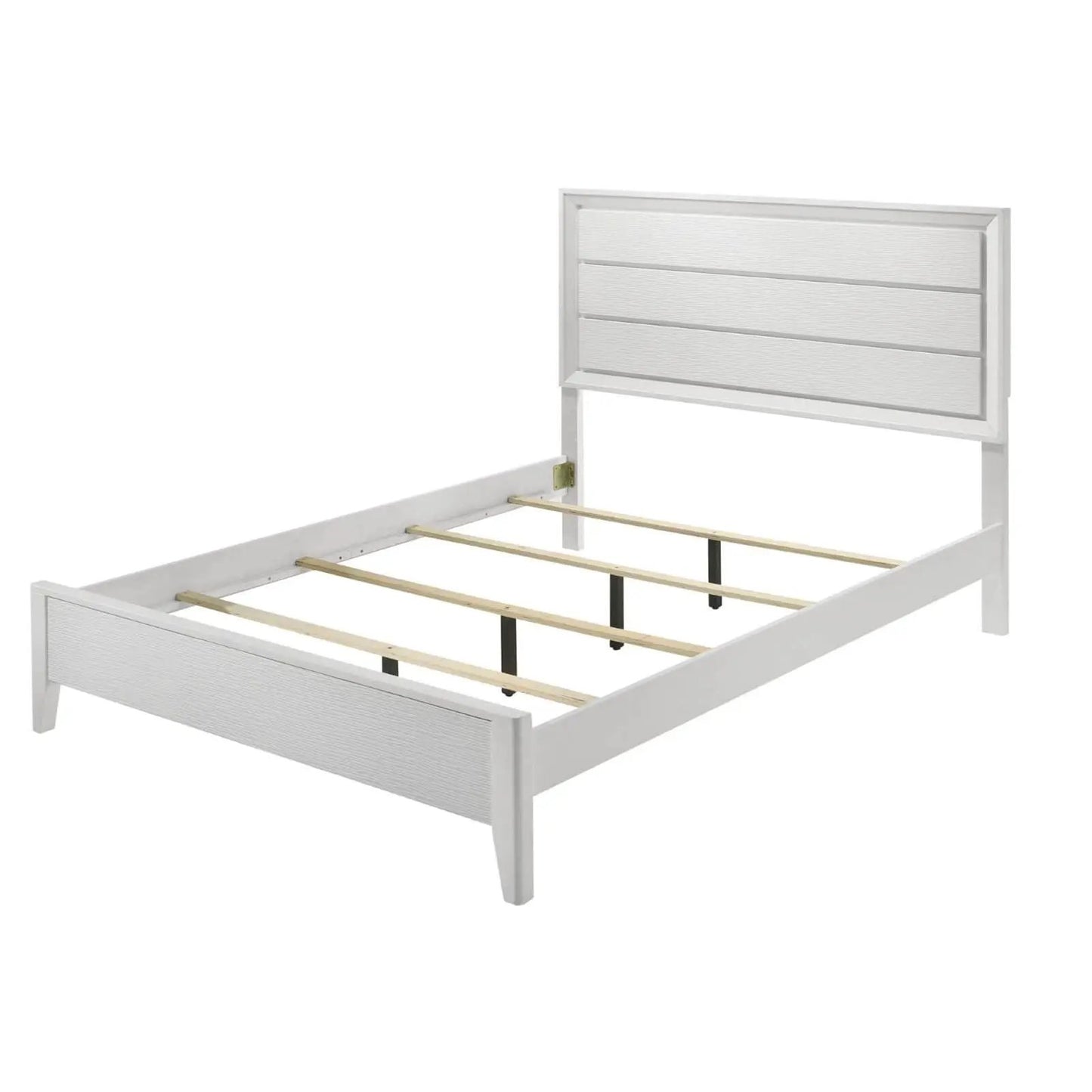 3 Piece Contemporary Bed Set with wave-textured headboard and angled legs, white finish on Tampa Home & Garden Store