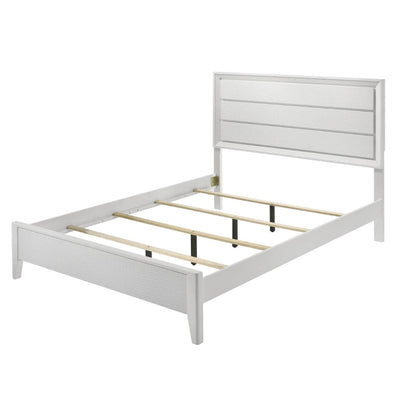 Modern Solid Wood Bed and Wave Headboard Set