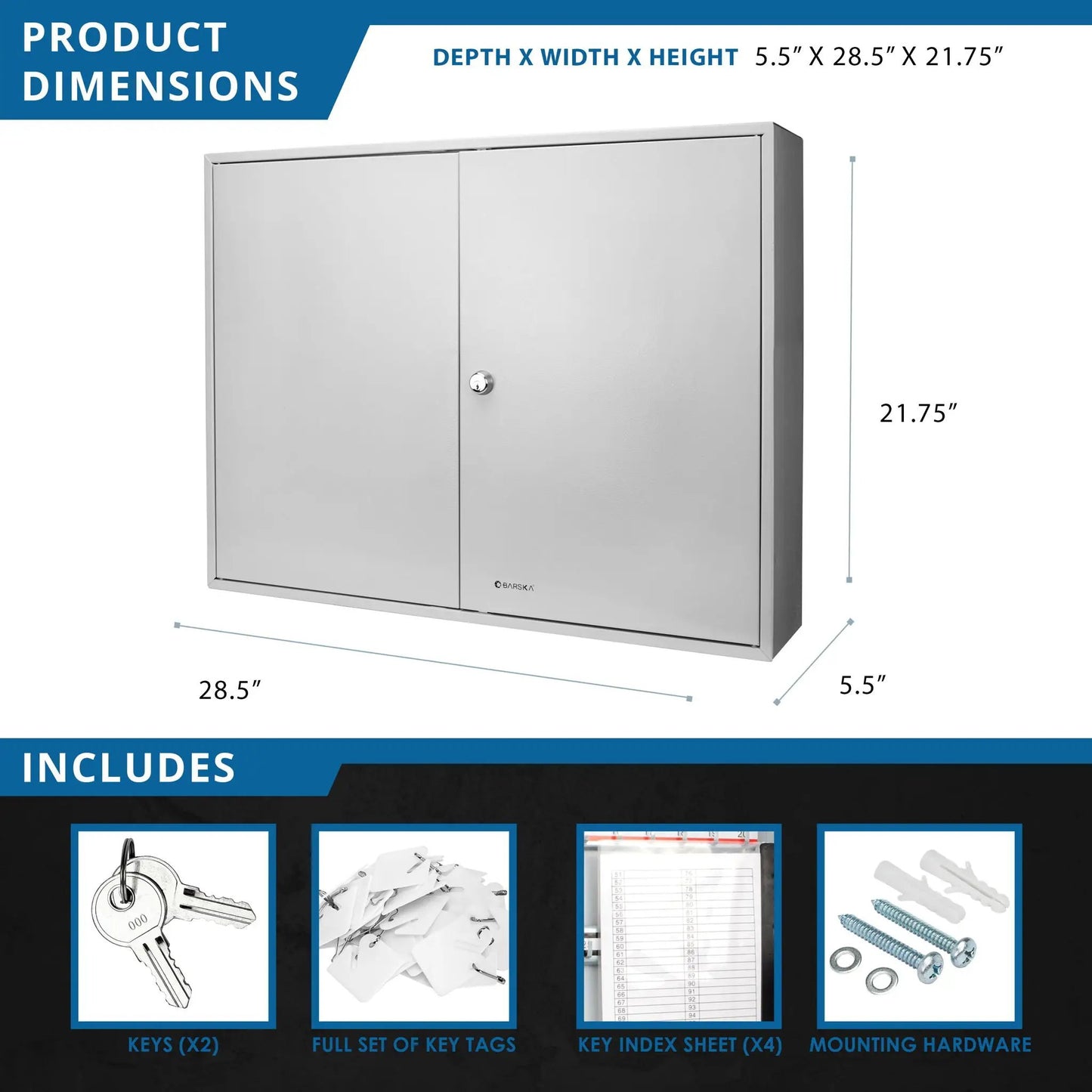 Adjustable key cabinet with lock, wall storage organizer in gray metal by Unique Piece Furniture on Tampa Home & Garden Store