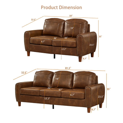 Breathable Faux Leather Sofa and Loveseat Set