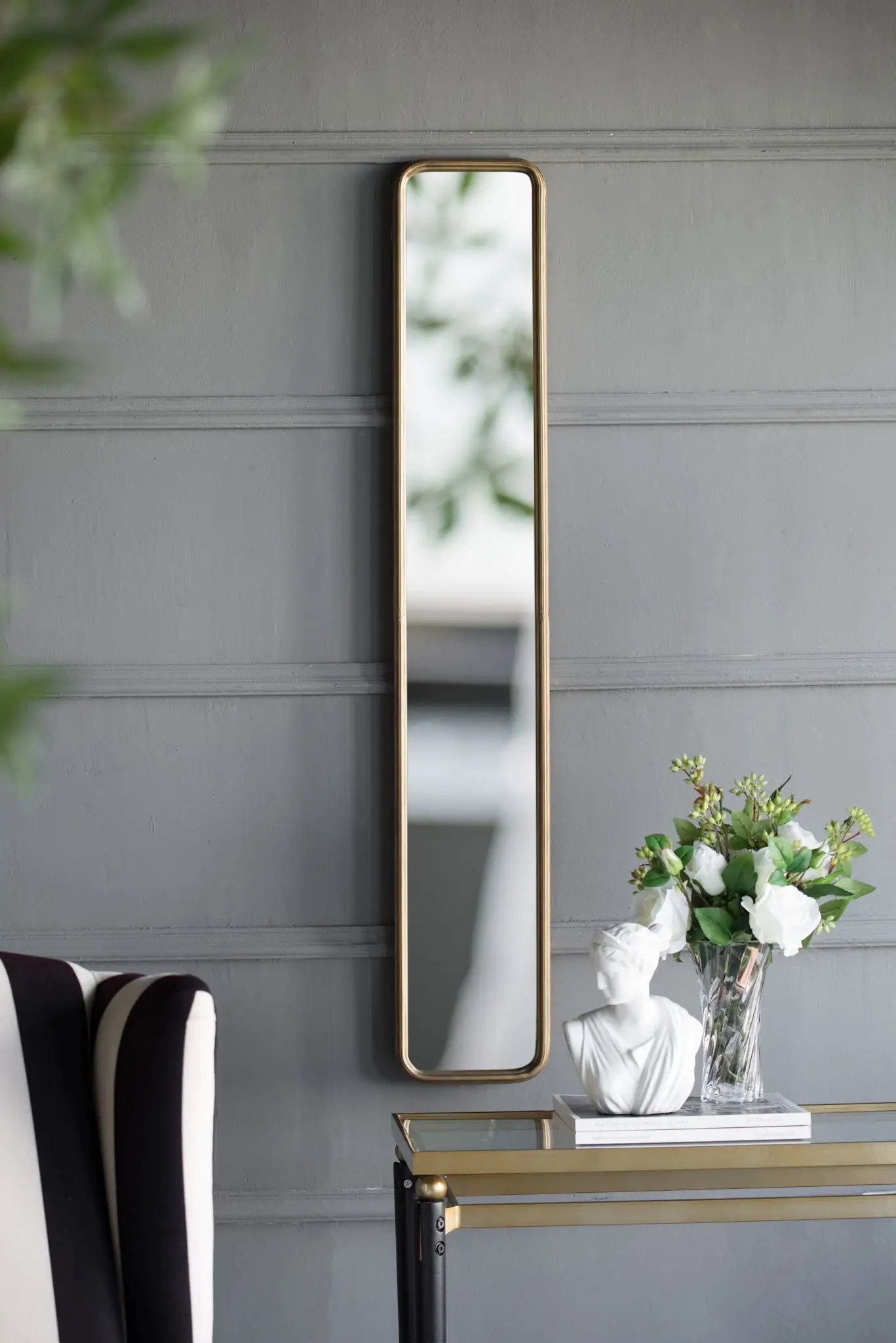Antique Gold Full Length Mirror With Slim Frame