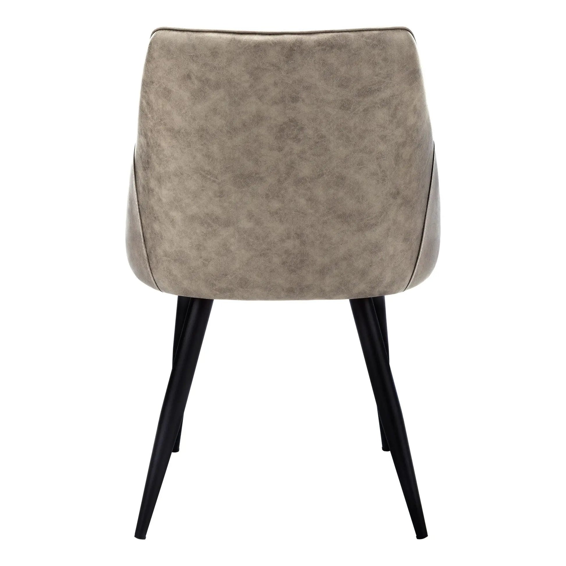 Upholstered side dining chair taupe textured faux leather with black legs on Tampa Home & Garden Store
