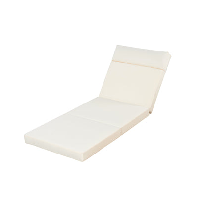 Outdoor reclining chaise lounge cushion with headrest in beige on Tampa Home & Garden Store