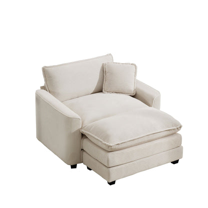 Classic Modern Deep Seat Chair and Footstool Set