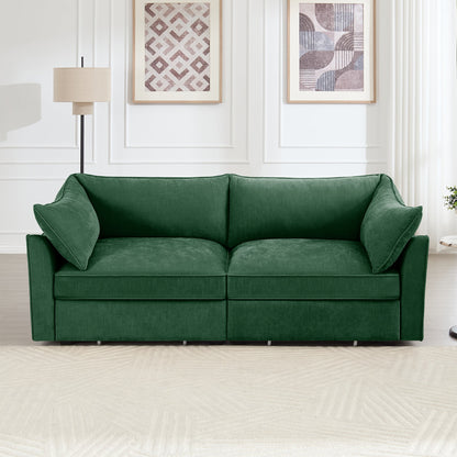 2 Seater Sofa with pull-out storage drawers in emerald green fabric HouseOfZazla on Tampa Home & Garden Store