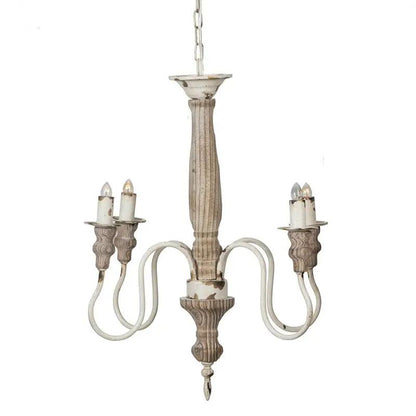 4 Light Chandelier Unique Piece Furniture cream white candle arms with adjustable chain on Tampa Home & Garden Store