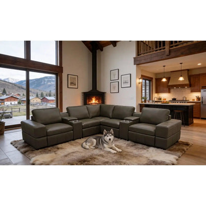 Upholstered Large Arms Sectional With Recliner Seats in leather by Unique Piece Furniture on Tampa Home & Garden Store