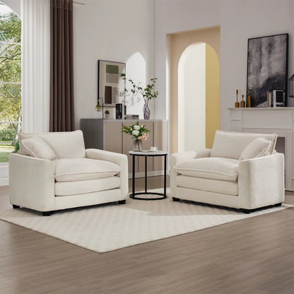 Modern Classic Fabric Arm Chair Deep Seat Sofa With Pillow ivory upholstery pair of chairs on Tampa Home & Garden Store