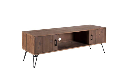 TV stand industrial reclaimed wood with cabinets natural finish Unique Piece Furniture on Tampa Home & Garden Store