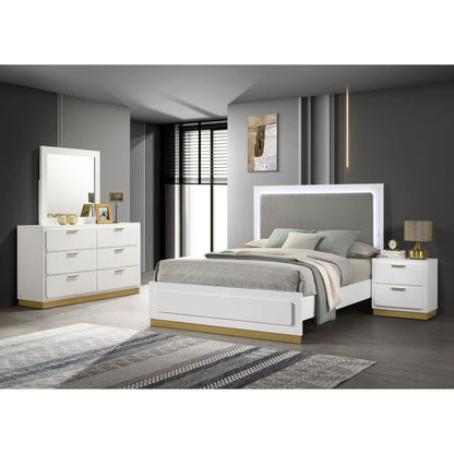 Sophia 4-Piece Bedroom Set by HouseOfZazla white gray modern bed, dresser and two nightstands on Tampa Home & Garden Store