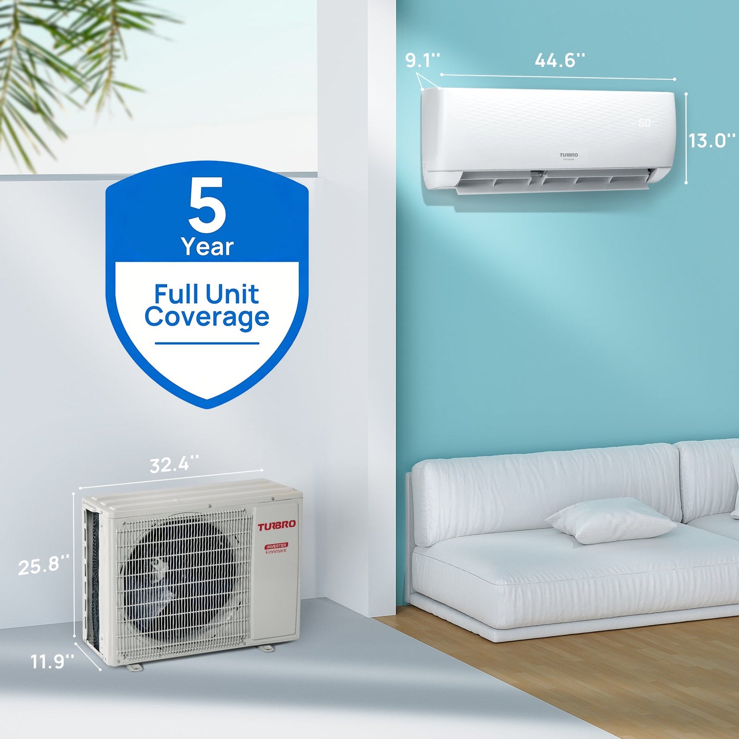 Aire acondicionado minisplit Finnmark de 24 000 BTU con WiFi y bomba de calor, 230 V (R32)