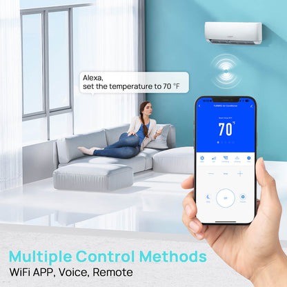 Aire acondicionado minisplit Finnmark de 9000 BTU con WiFi y bomba de calor, sin conductos, 115 V/230 V (R32)