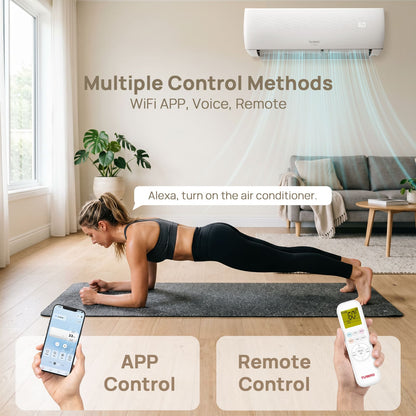 Aire acondicionado minisplit Finnmark de 9000 BTU con WiFi y bomba de calor, sin conductos, 115 V/230 V (R32)