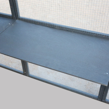 Spacious Wooden Cat Enclosure with Gray Roof