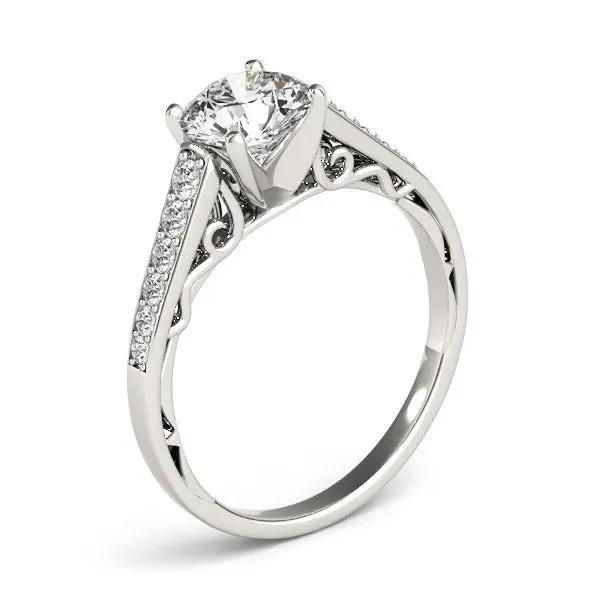 14k white gold cathedral engagement ring with pave side stones and center stone 1 1/4 cttw on Tampa Home & Garden Store