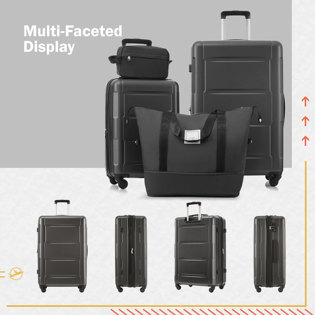 2 Piece Luggage Set with Bags by HouseOfZazla, expandable ABS suitcases with spinner wheels on Tampa Home & Garden Store