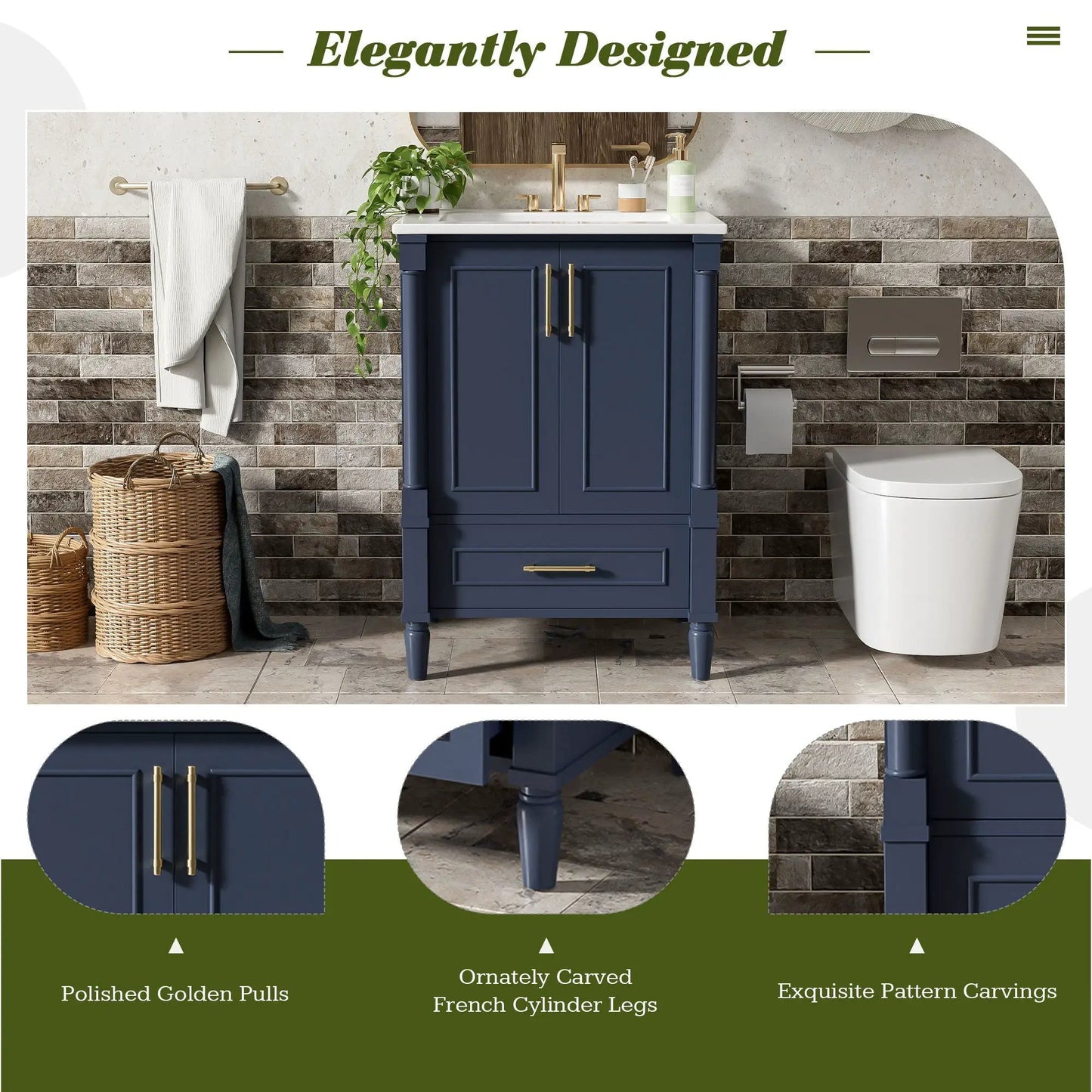 Bathroom Vanity With Ornate French Cylinder Legs