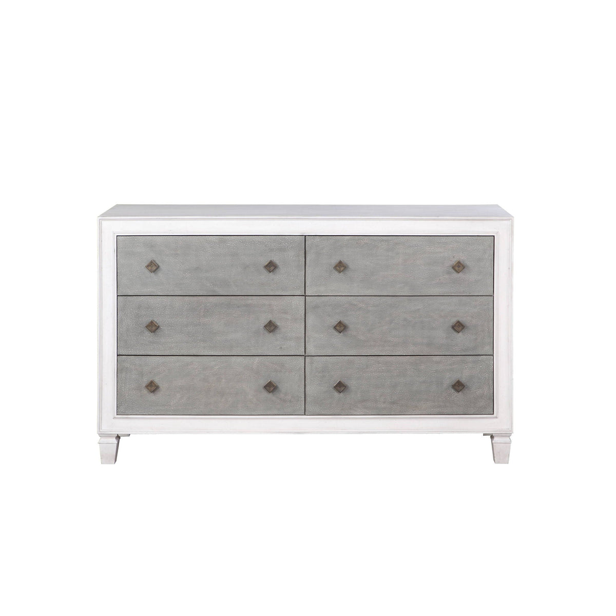 Katia Weathered Dresser with Full-Extension Drawers white frame and grey fronts by HouseOfZazla on Tampa Home & Garden Store