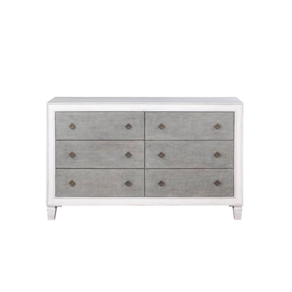 Katia Weathered Dresser with Full-Extension Drawers white frame and grey fronts by HouseOfZazla on Tampa Home & Garden Store