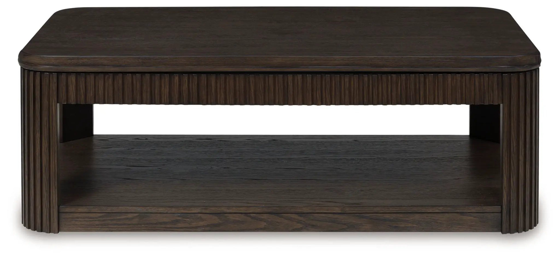 End table Carlibrie Rectangular Table by Unique Piece Furniture in dark walnut with ribbed sides on Tampa Home & Garden Store