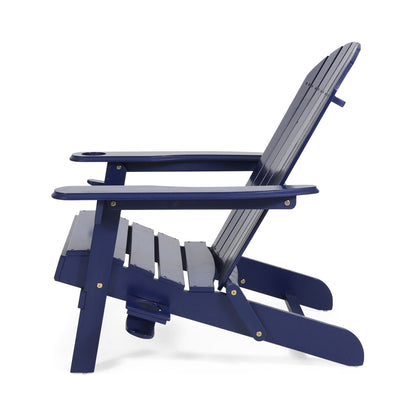 Zenithia outdoor foldable Adirondack chair blue with 2 cup holders on Tampa Home & Garden Store