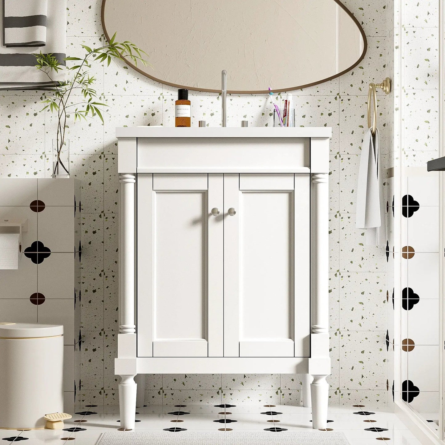 Bathroom Vanity with Top Sink and Dual Storage