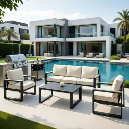 Modern Outdoor Sofa Set with the Coffee Table