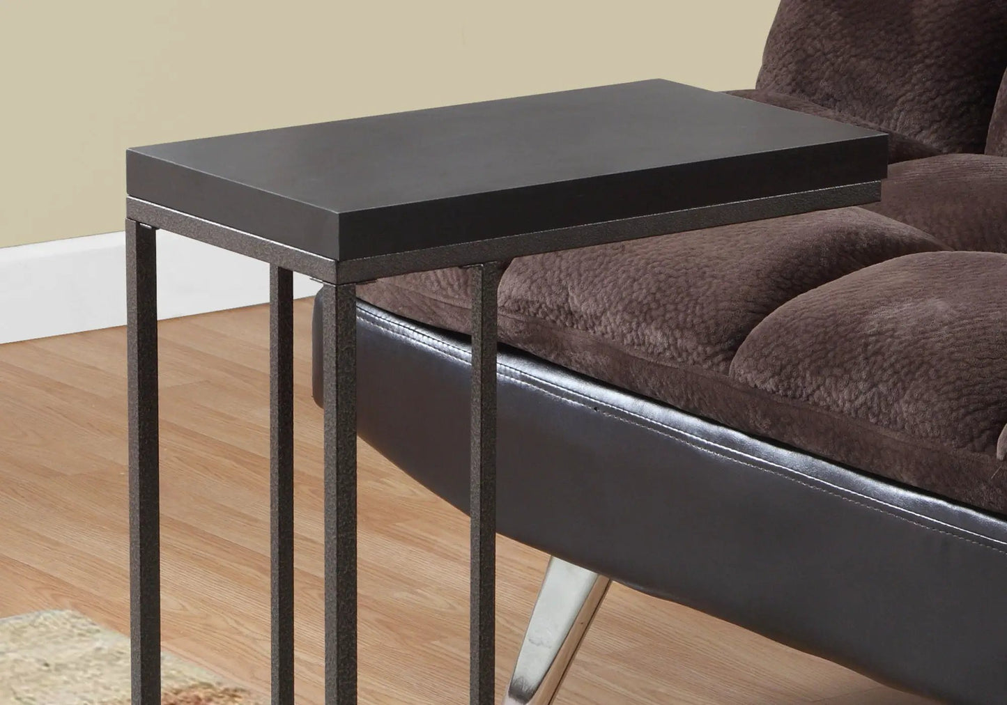 C-Shaped Accent Table Living Room, dark metal frame with black top Unique Piece Furniture on Tampa Home & Garden Store