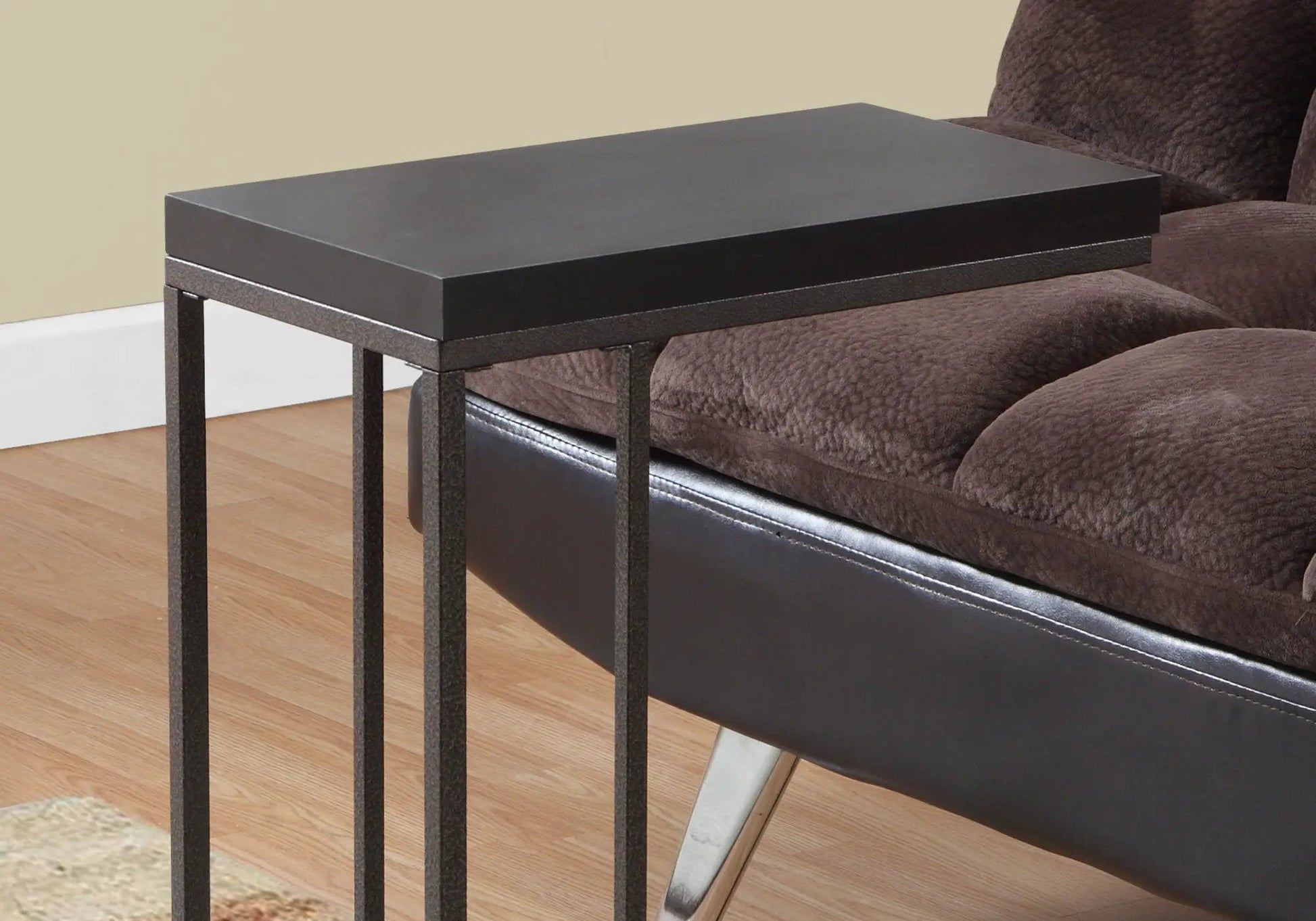 C-Shaped Accent Table Living Room, dark metal frame with black top Unique Piece Furniture on Tampa Home & Garden Store